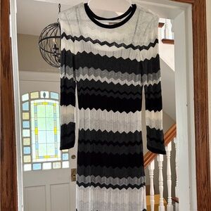 Elegant Black and White Sweater Dress
